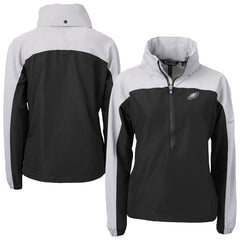 NFL Philadelphia Eagles Cutter & Buck Women's Charter Eco Recycled Half-Zip Hooded Anorak Jacket