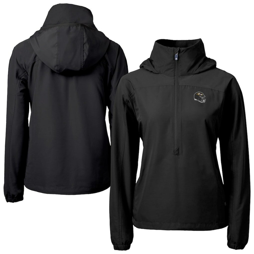 NFL Baltimore Ravens Cutter & Buck Women's Charter Eco Recycled Half-Zip Hooded Anorak Jacket