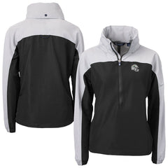 NFL Miami Dolphins Cutter & Buck Women's Charter Eco Recycled Half-Zip Hooded Anorak Jacket