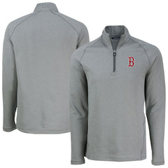 Boston Red Sox Cutter & Buck Peshastin Eco Fleece Recycled Raglan Quarter-Zip Top - Heather Gray