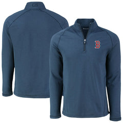 Boston Red Sox Cutter & Buck Peshastin Eco Fleece Recycled Raglan Quarter-Zip Top - Heather Navy
