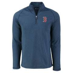Boston Red Sox Cutter & Buck Peshastin Eco Fleece Recycled Raglan Quarter-Zip Top - Heather Navy