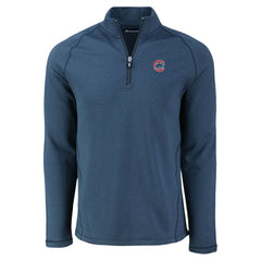 Chicago Cubs Cutter & Buck Peshastin Eco Fleece Recycled Raglan Quarter-Zip Top - Heather Navy