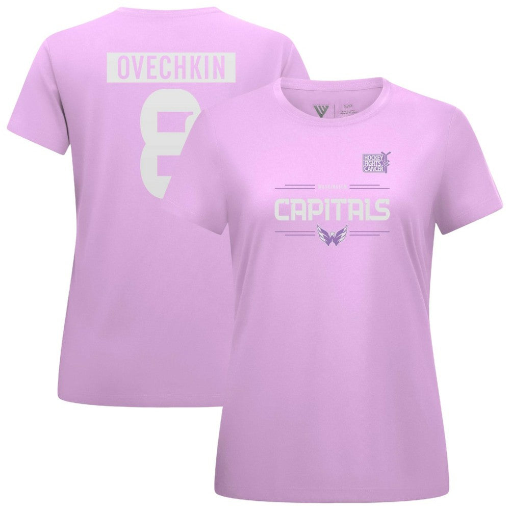 Alexander Ovechkin Washington Capitals Levelwear Women's Hockey Fights Cancer Anthem Name & Number T-Shirt