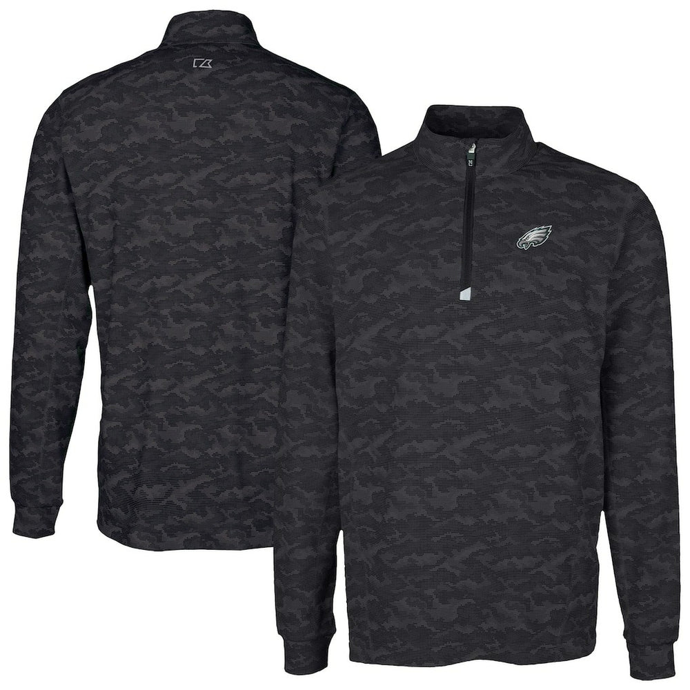 NFL Philadelphia Eagles Cutter & Buck Traverse Camo Print Stretch Quarter-Zip Top