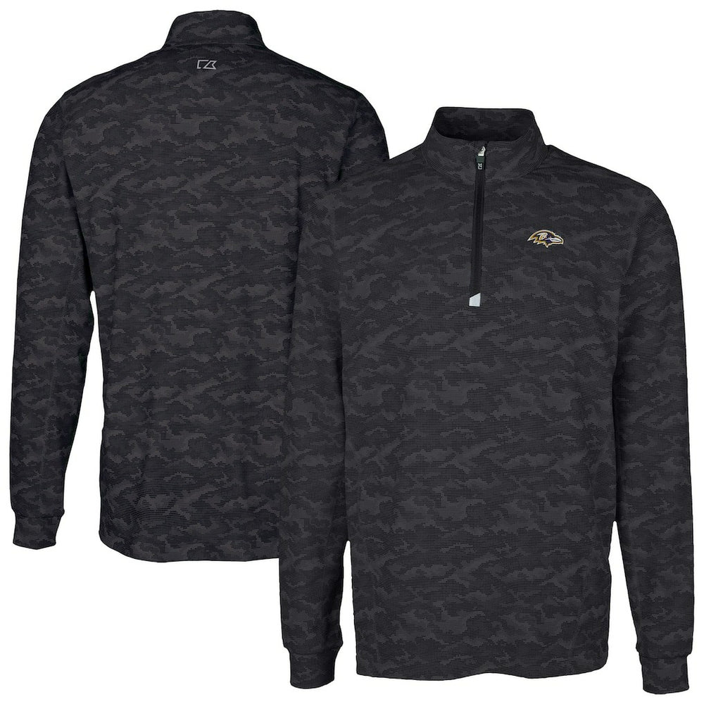 NFL Baltimore Ravens Cutter & Buck Traverse Camo Print Stretch Quarter-Zip Top