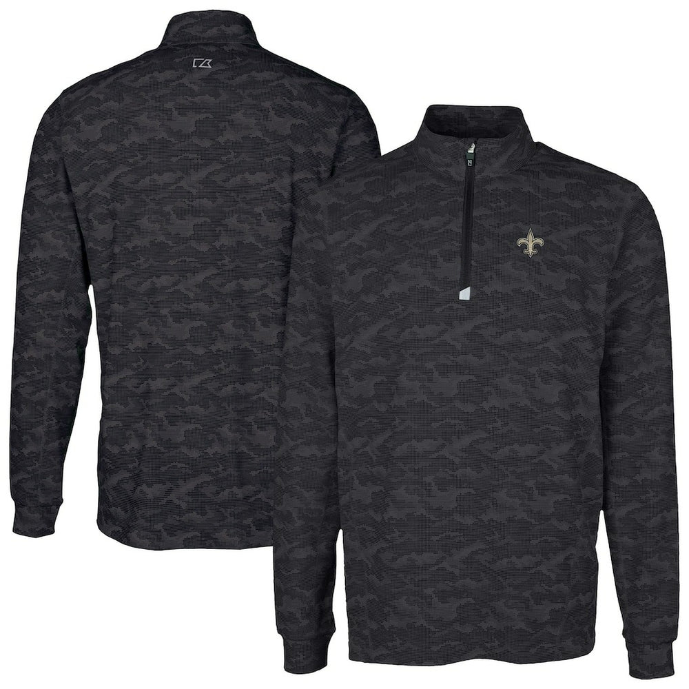 NFL New Orleans Saints Cutter & Buck Traverse Camo Print Stretch Quarter-Zip Top