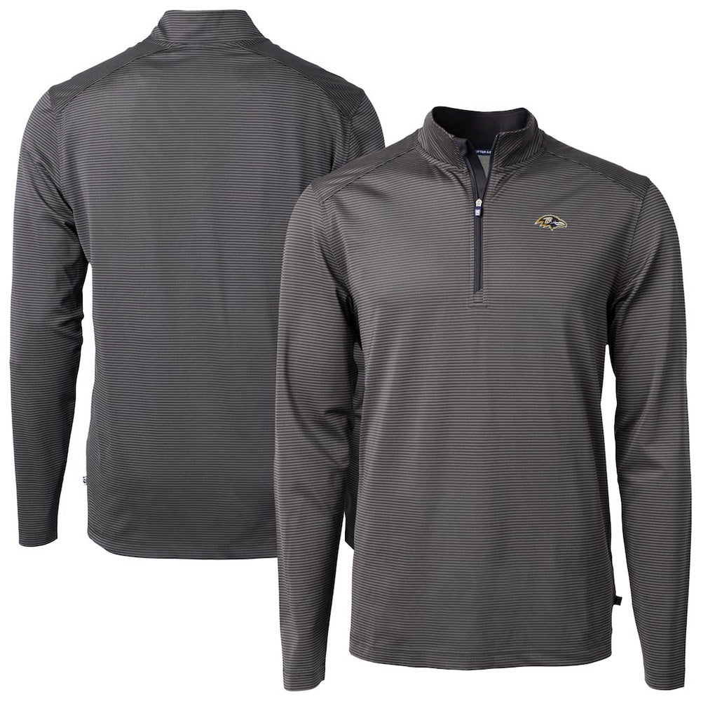NFL Baltimore Ravens Cutter & Buck Virtue Eco Pique Micro Stripe Quarter-Zip Jacket