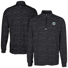 NFL Miami Dolphins Cutter & Buck Big & Tall Traverse Eco Camo Tri-Blend DryTec Quarter-Zip Jacket