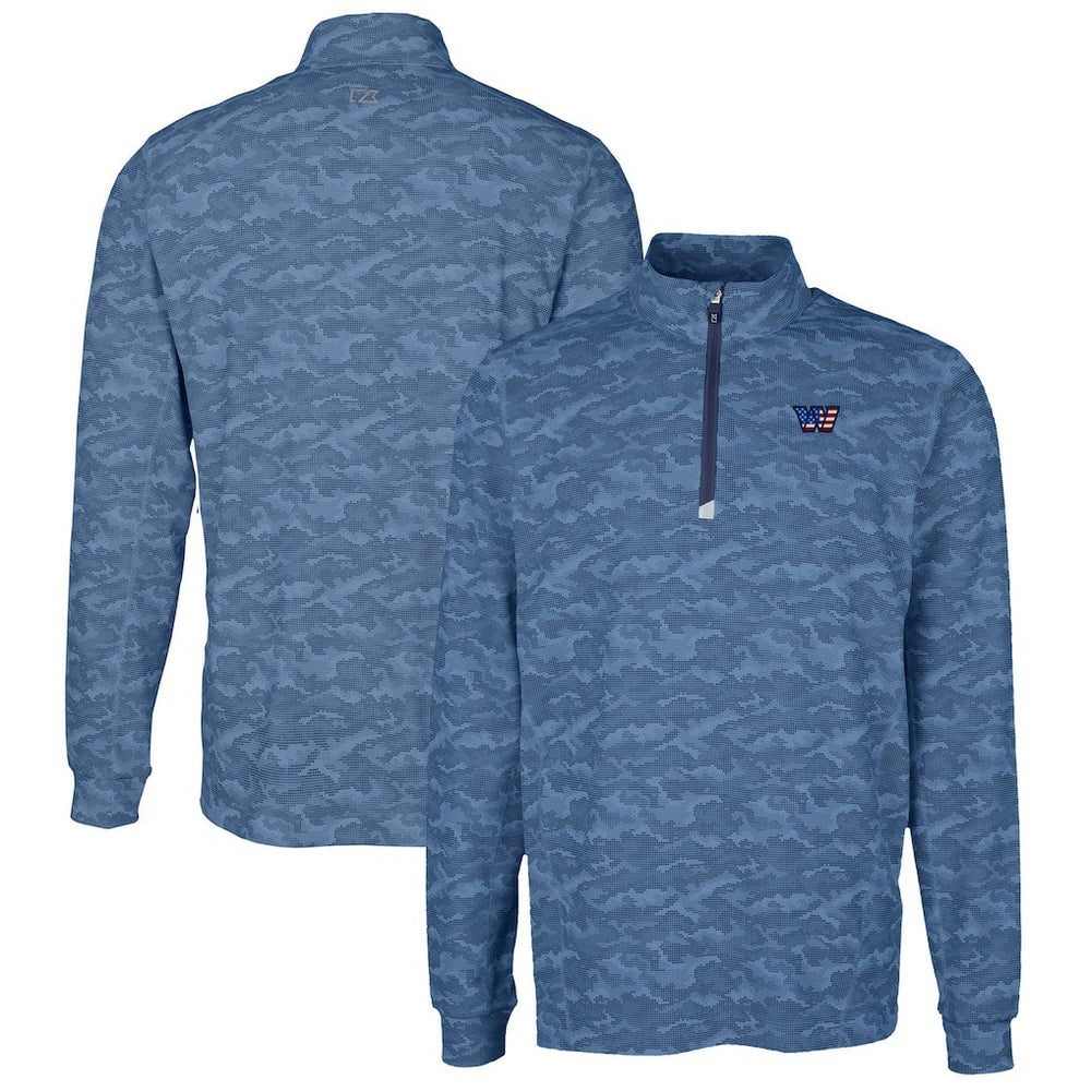 NFL Washington Commanders Cutter & Buck Big & Tall Americana Traverse Eco Camo Tri-Blend DryTec Quarter-Zip Jacket