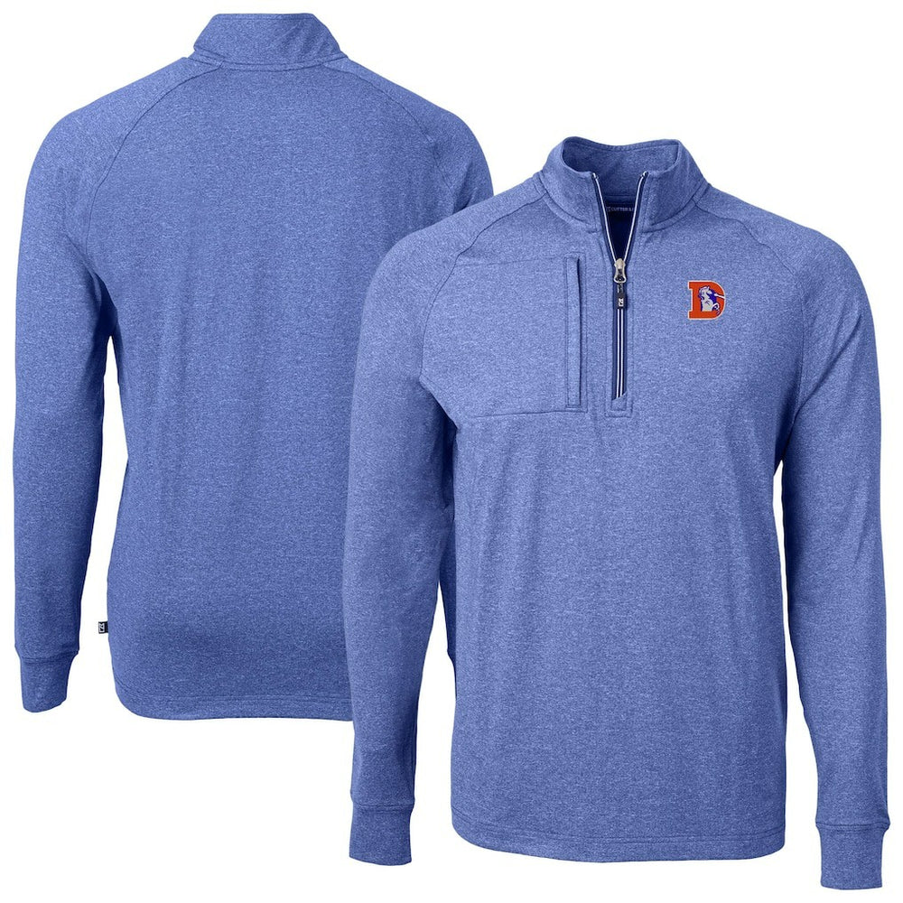 NFL Denver Broncos Cutter & Buck Big & Tall Adapt Eco Raglan Quarter-Zip Jacket