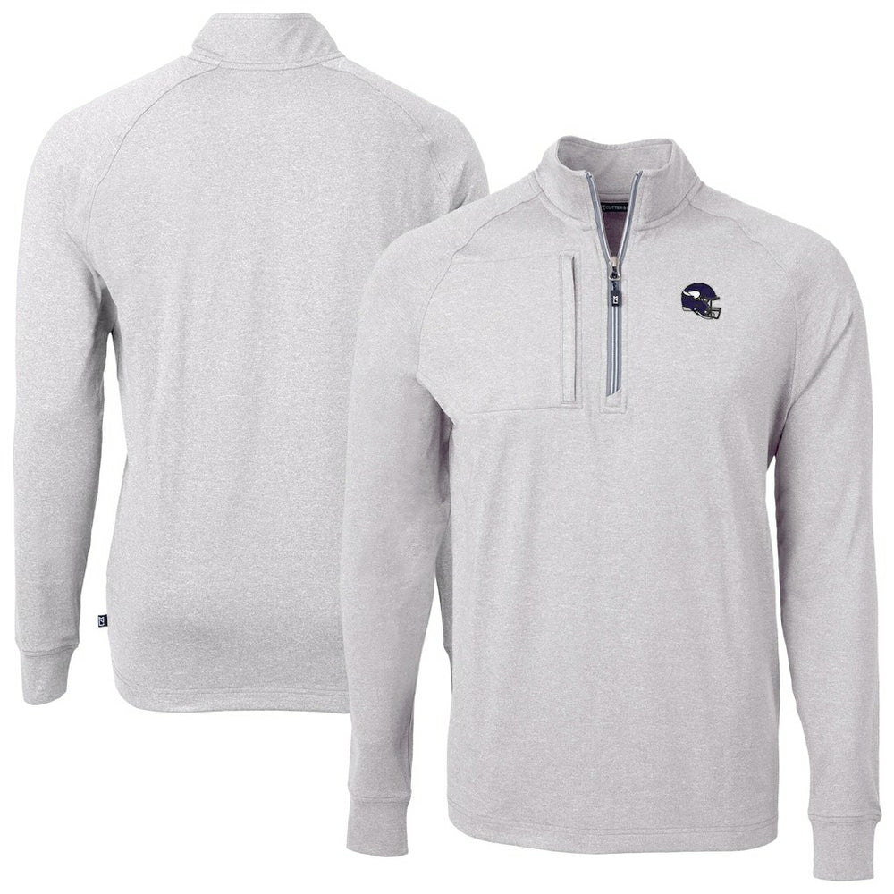 NFL Minnesota Vikings Cutter & Buck Big & Tall Adapt Eco Raglan Quarter-Zip Jacket