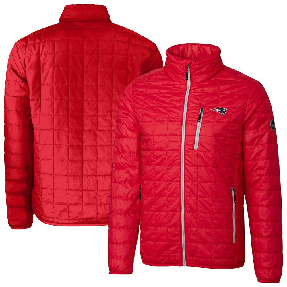NFL New England Patriots Cutter & Buck Big & Tall Rainier PrimaLoft Eco Insulated Full-Zip Hoodie Puffer Jacket