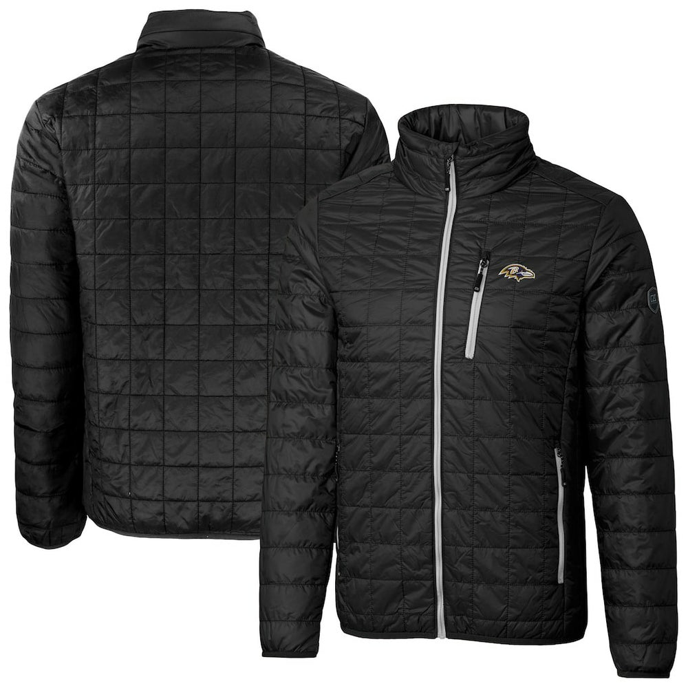 NFL Baltimore Ravens Cutter & Buck Big & Tall Rainier PrimaLoft Eco Insulated Full-Zip Hoodie Puffer Jacket