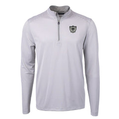 NFL Las Vegas Raiders Cutter & Buck Big & Tall Virtue Eco Pique Micro Stripe Tri-Blend Quarter-Zip Jacket