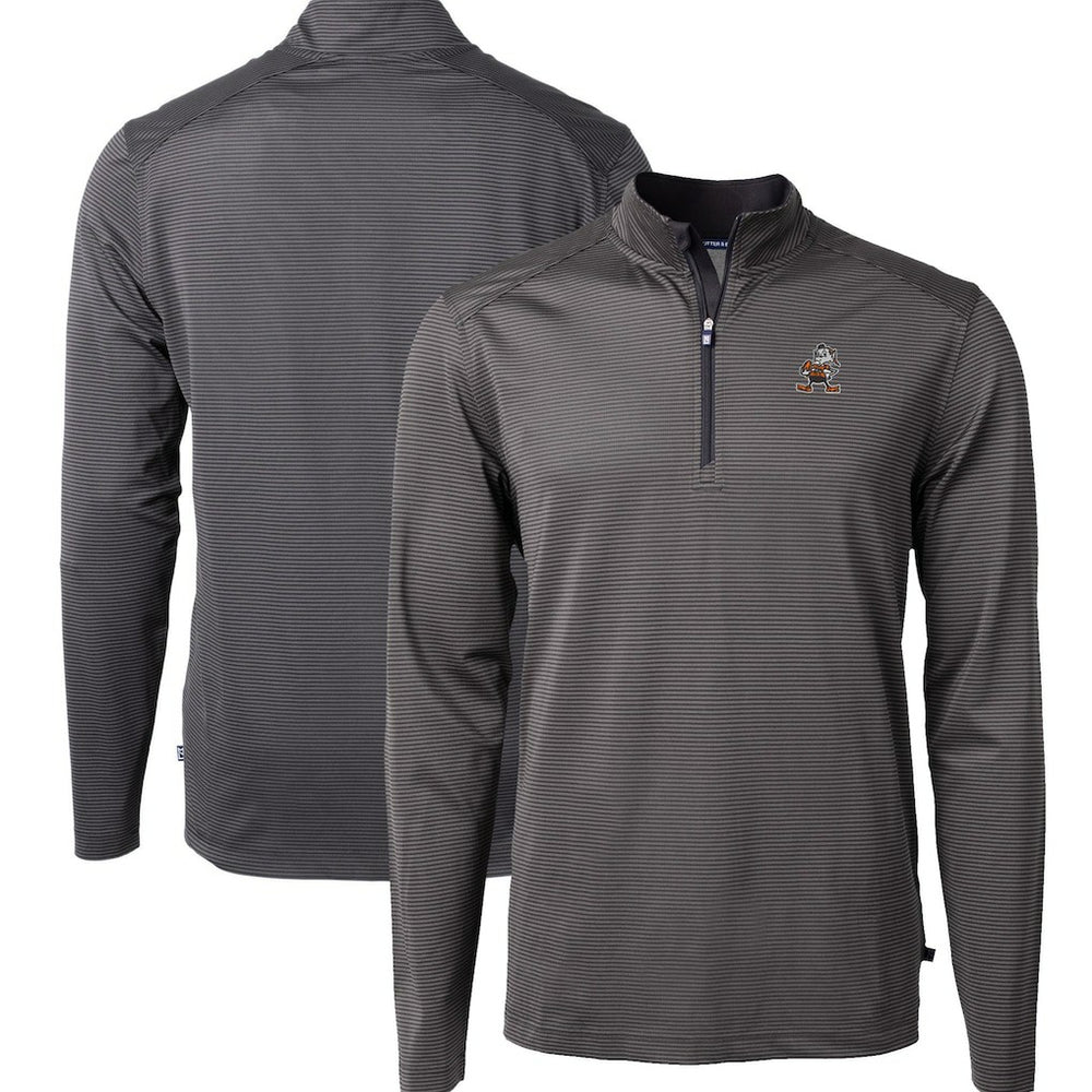 NFL Cleveland Browns Cutter & Buck Big & Tall Virtue Eco Pique Micro Stripe Tri-Blend Quarter-Zip Jacket