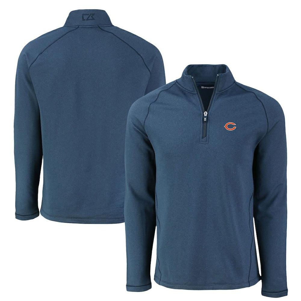 NFL Chicago Bears Cutter & Buck Peshastin Eco Fleece Tri-Blend Raglan Recycled Quarter-Zip Jacket
