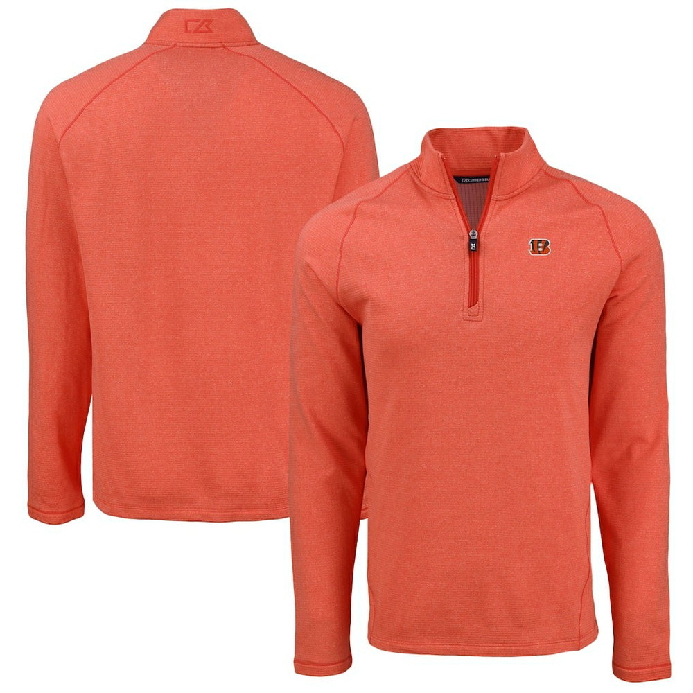NFL Cincinnati Bengals Cutter & Buck Peshastin Eco Fleece Tri-Blend Raglan Recycled Quarter-Zip Jacket