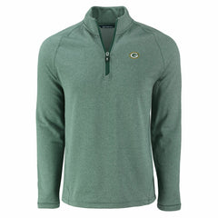 NFL Green Bay Packers Cutter & Buck Peshastin Eco Fleece Tri-Blend Raglan Recycled Quarter-Zip Jacket