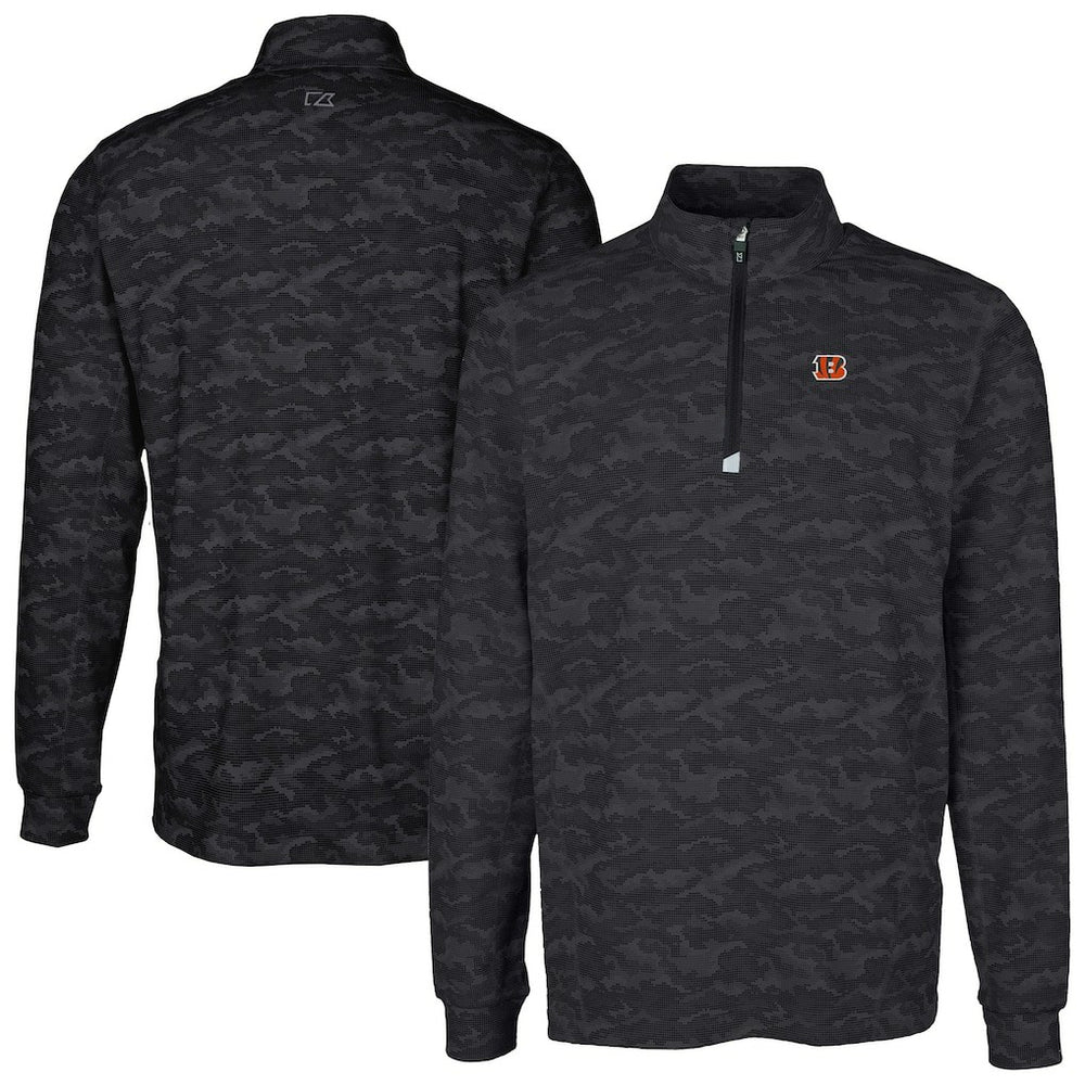 NFL Cincinnati Bengals Cutter & Buck Big & Tall Traverse Eco Camo Tri-Blend DryTec Quarter-Zip Jacket