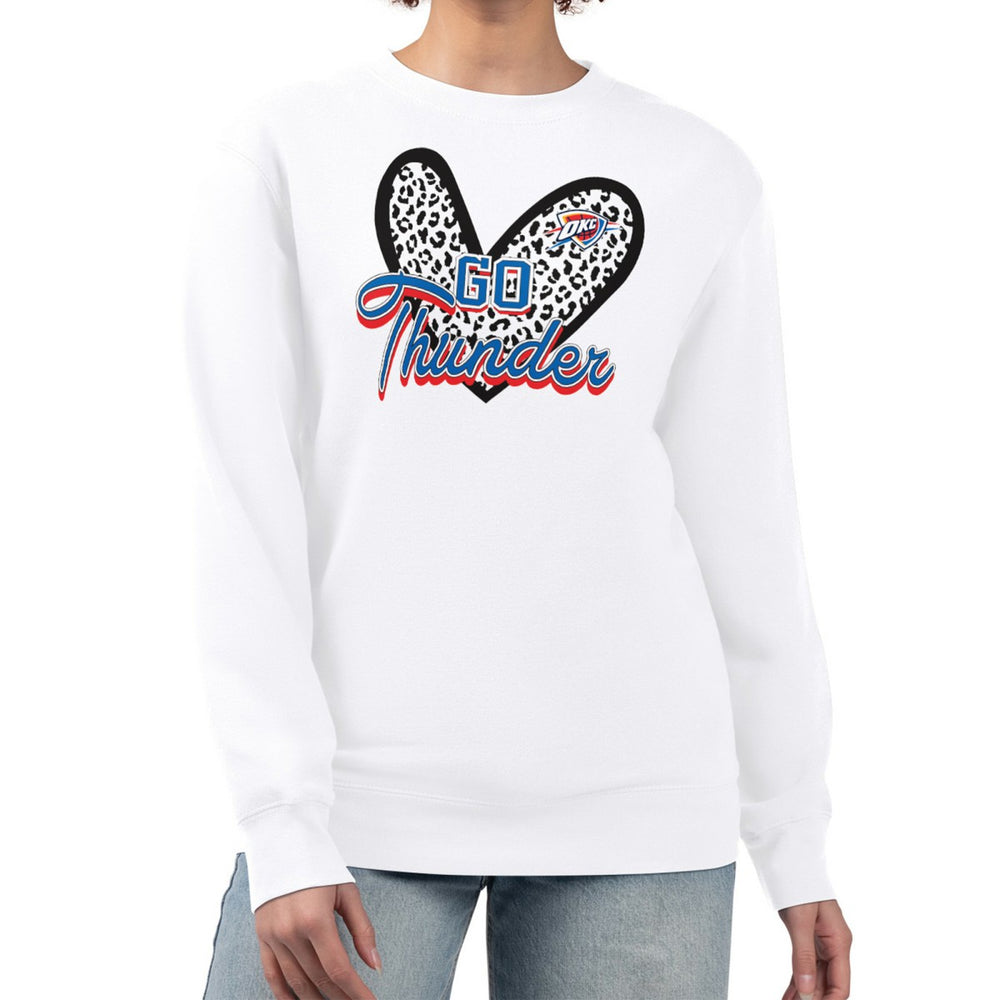 Oklahoma City Thunder G-III 4Her by Carl Banks Women's Leopard Heart Fleece Pullover Sweatshirt - White outlet