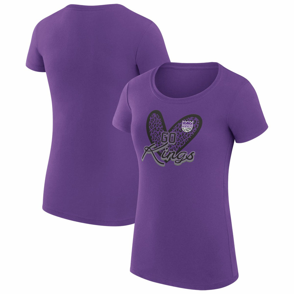 Sacramento Kings G-III 4Her by Carl Banks Women's Super-Slim Fit Lightweight Leopard Heart T-Shirt - Purple online