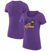 Los Angeles Lakers G-III 4Her by Carl Banks Women's Super-Slim Fit Lightweight Leopard Heart T-Shirt - Purple on sale