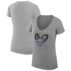 Oklahoma City Thunder G-III 4Her by Carl Banks Women's Super-Slim Fit Lightweight Leopard Heart V-Neck T-Shirt - Heather Gray cheap