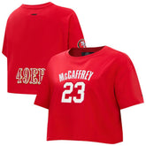 NFL San Francisco 49ers Christian McCaffrey Pro Standard Women's Player Name & Number Cropped Boxy T-Shirt