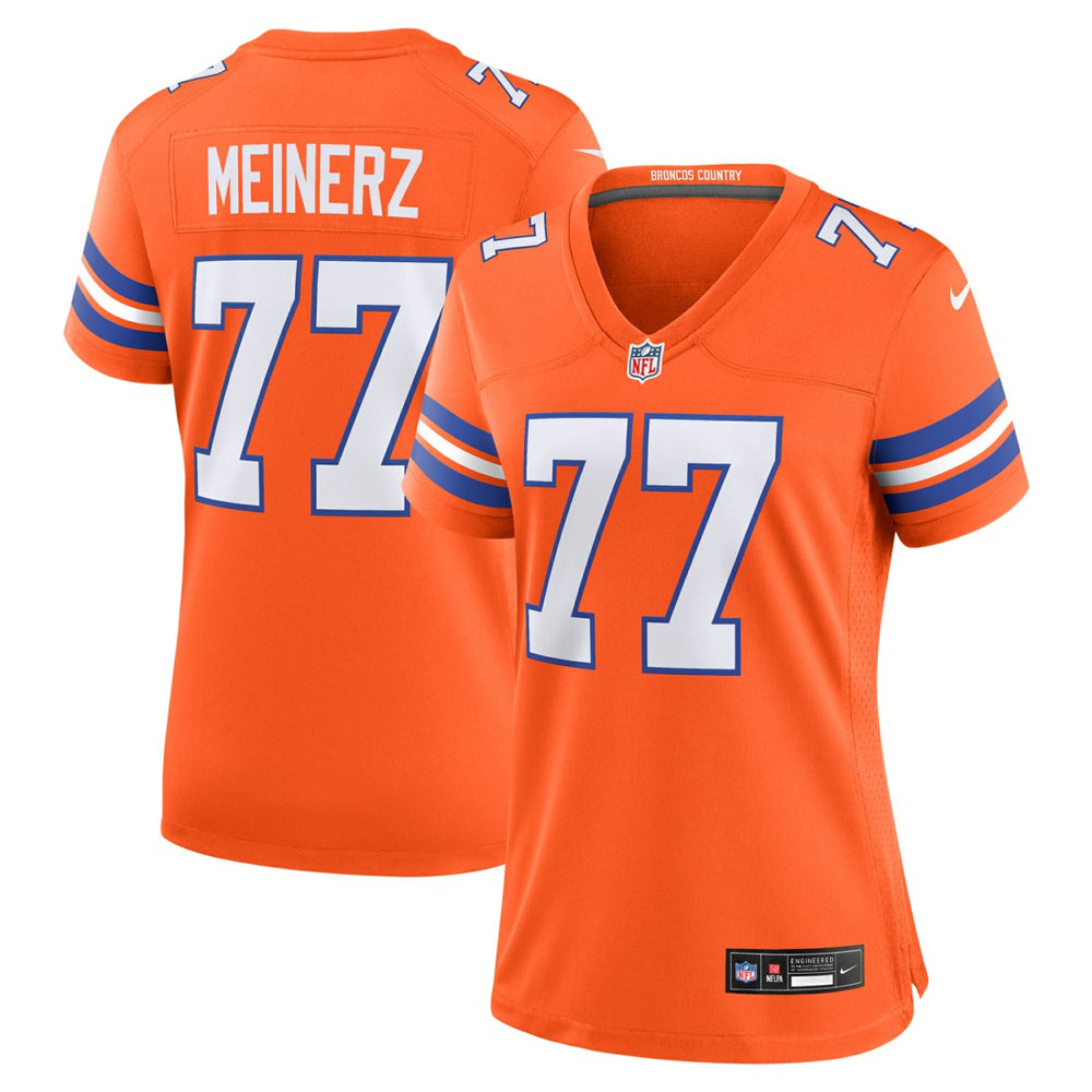 NFL Denver Broncos Quinn Meinerz Women's Mile High Collection 1977 Throwback Player Game Jersey