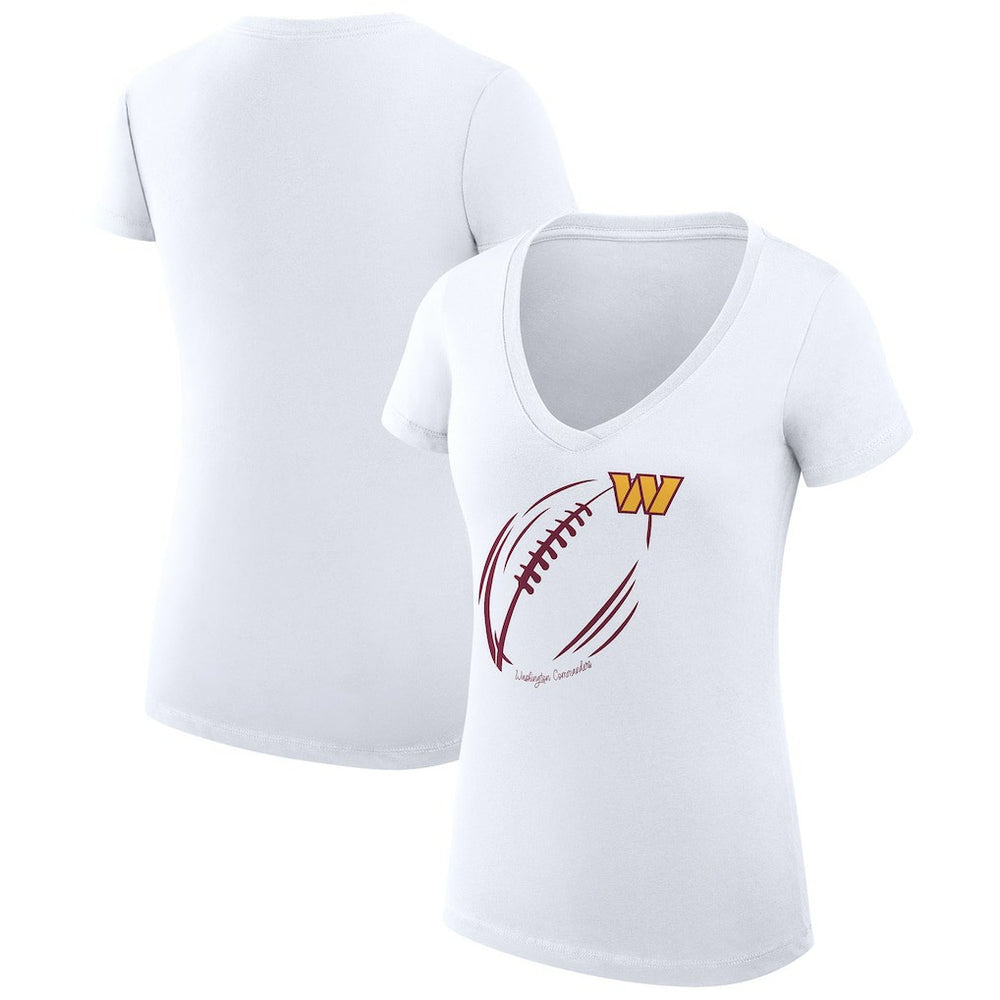 NFL Washington Commanders G-III 4Her by Carl Banks Women's Super-Slim Fit Lightweight Subtle Football V-Neck T-Shirt