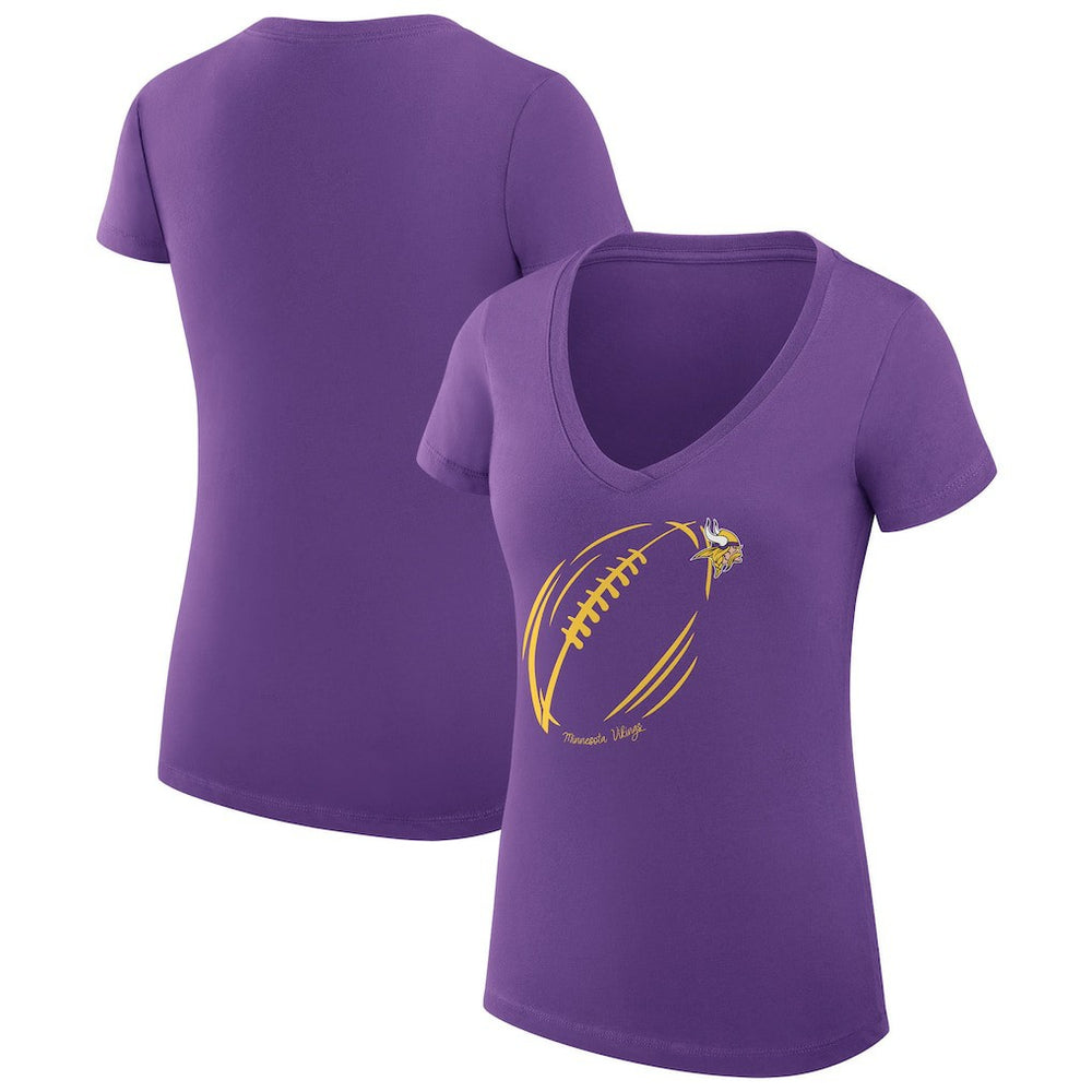 NFL Minnesota Vikings G-III 4Her by Carl Banks Women's Super-Slim Fit Lightweight Subtle Football V-Neck T-Shirt