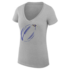 NFL Baltimore Ravens G-III 4Her by Carl Banks Women's Super-Slim Fit Lightweight Subtle Football V-Neck T-Shirt