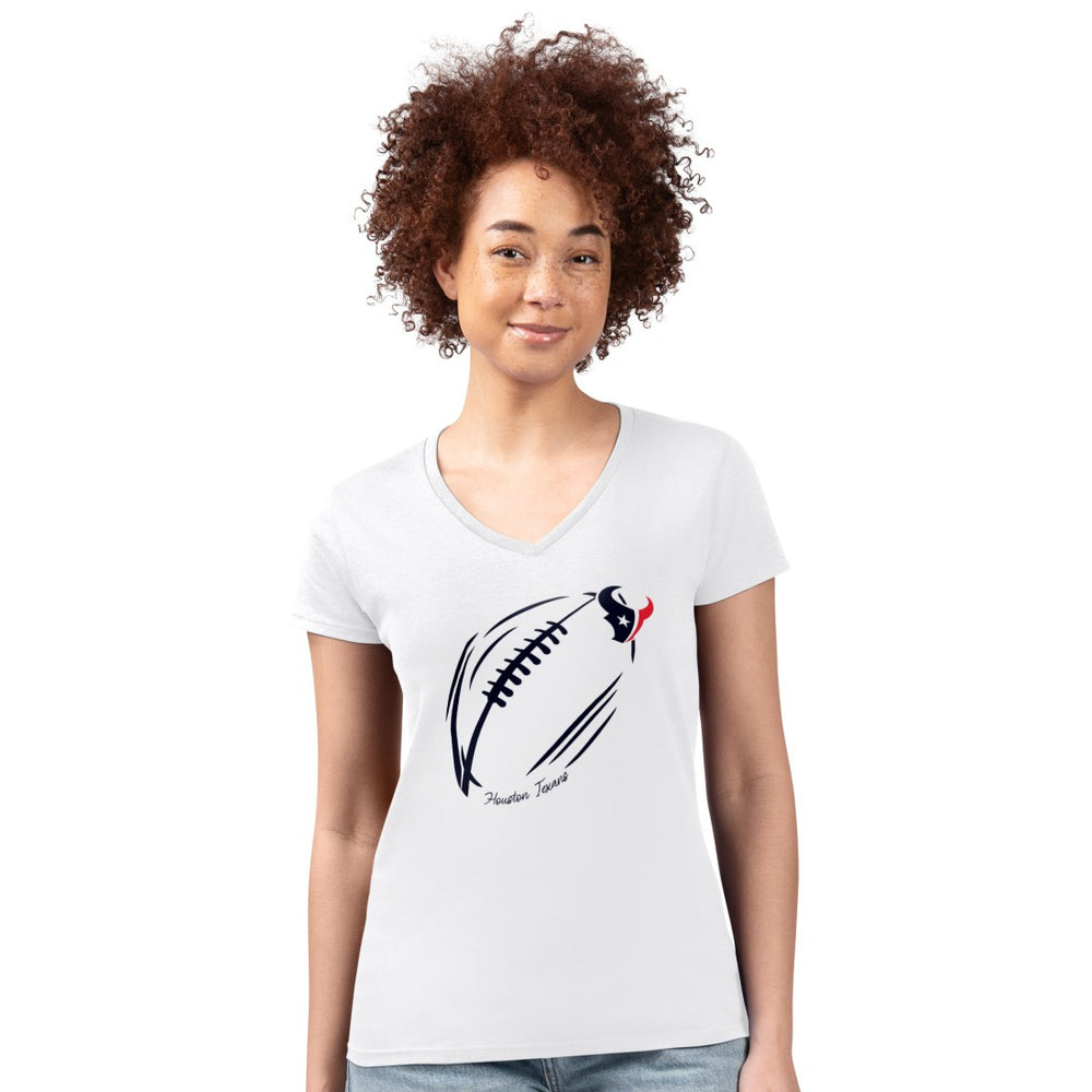 NFL Houston Texans G-III 4Her by Carl Banks Women's Super-Slim Fit Lightweight Subtle Football V-Neck T-Shirt