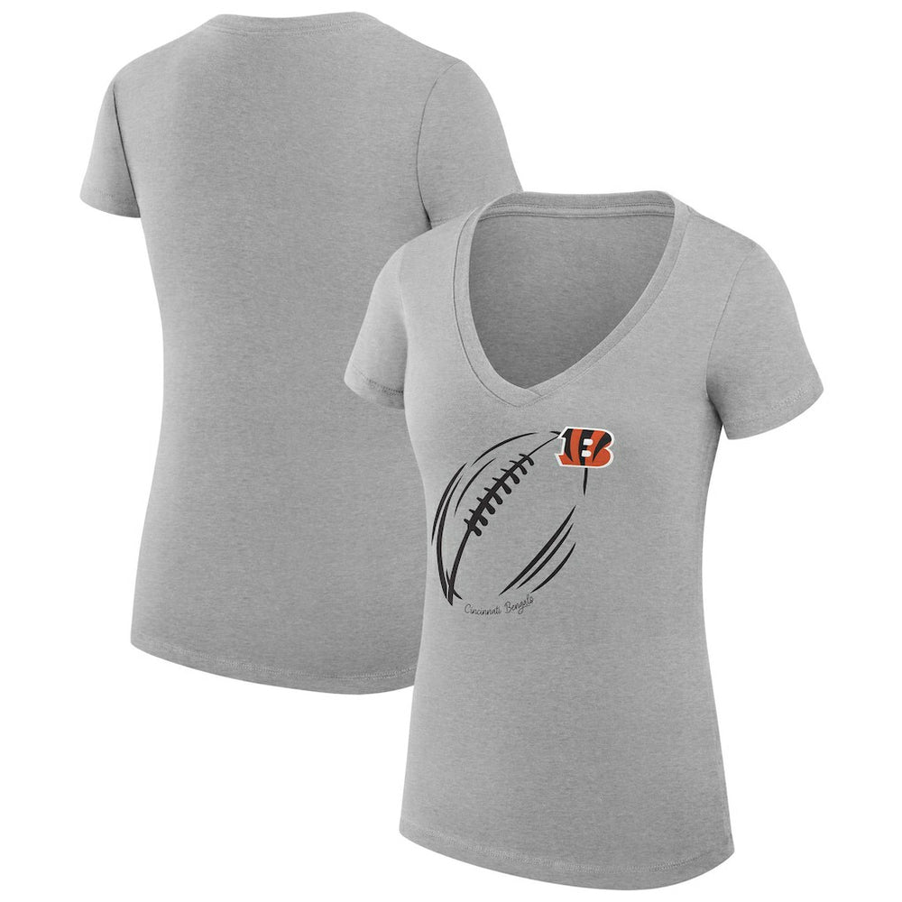 NFL Cincinnati Bengals G-III 4Her by Carl Banks Women's Super-Slim Fit Lightweight Subtle Football V-Neck T-Shirt