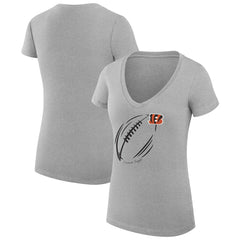 NFL Cincinnati Bengals G-III 4Her by Carl Banks Women's Super-Slim Fit Lightweight Subtle Football V-Neck T-Shirt