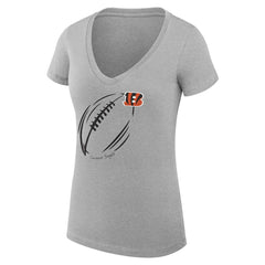 NFL Cincinnati Bengals G-III 4Her by Carl Banks Women's Super-Slim Fit Lightweight Subtle Football V-Neck T-Shirt