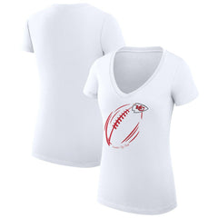 NFL Kansas City Chiefs G-III 4Her by Carl Banks Women's Super-Slim Fit Lightweight Subtle Football V-Neck T-Shirt