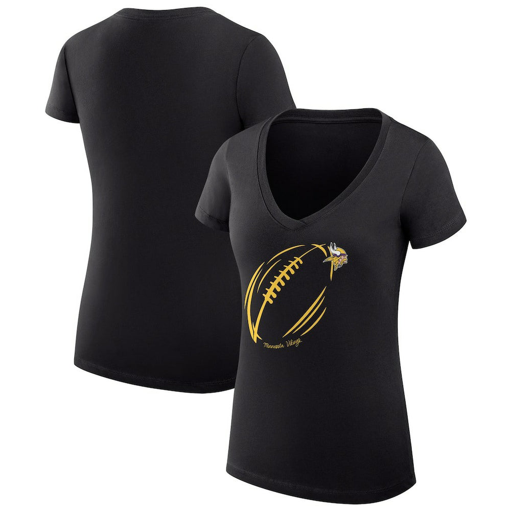 NFL Minnesota Vikings G-III 4Her by Carl Banks Women's Super-Slim Fit Lightweight Subtle Football V-Neck T-Shirt