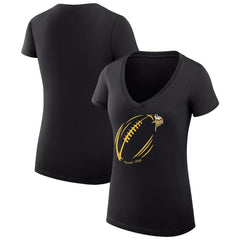 NFL Minnesota Vikings G-III 4Her by Carl Banks Women's Super-Slim Fit Lightweight Subtle Football V-Neck T-Shirt