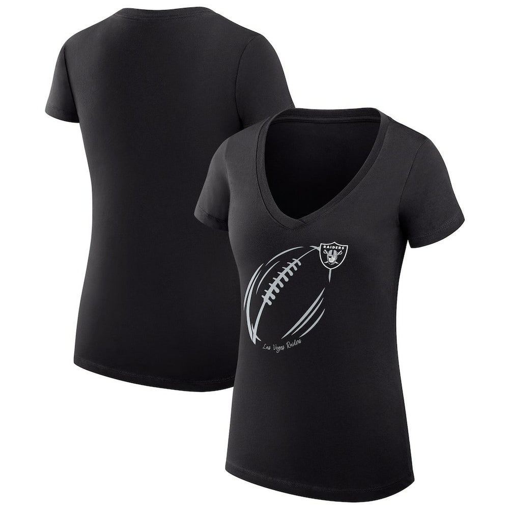 NFL Las Vegas Raiders G-III 4Her by Carl Banks Women's Super-Slim Fit Lightweight Subtle Football V-Neck T-Shirt