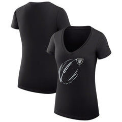 NFL Las Vegas Raiders G-III 4Her by Carl Banks Women's Super-Slim Fit Lightweight Subtle Football V-Neck T-Shirt