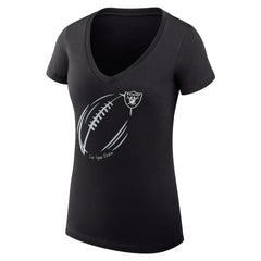 NFL Las Vegas Raiders G-III 4Her by Carl Banks Women's Super-Slim Fit Lightweight Subtle Football V-Neck T-Shirt
