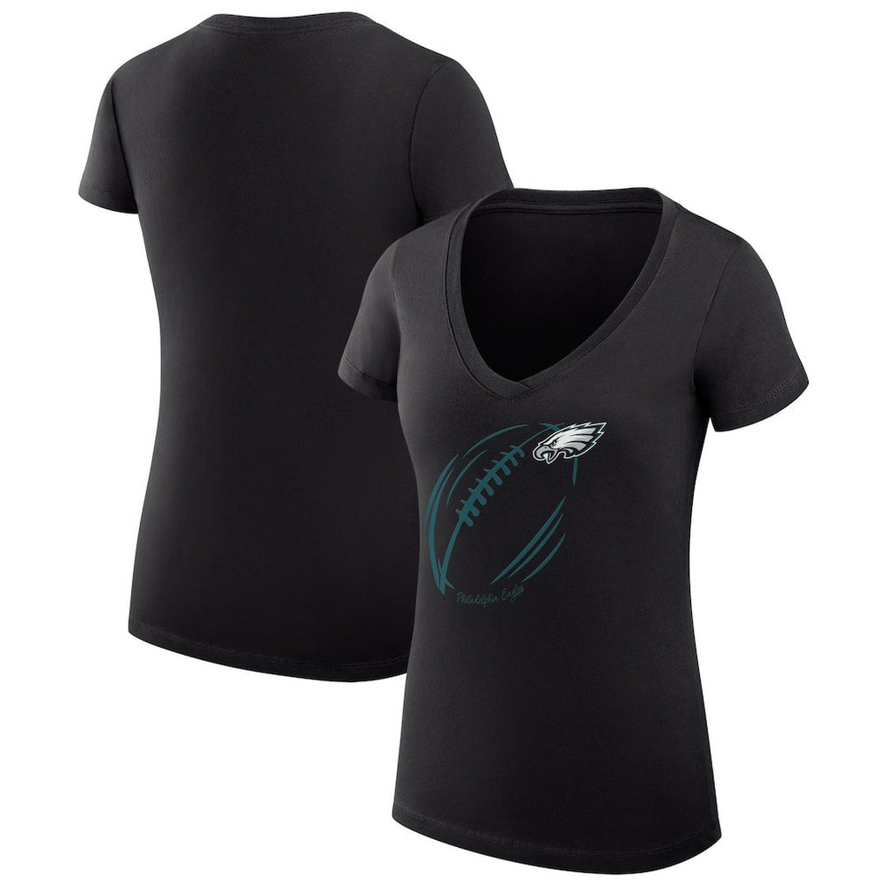 NFL Philadelphia Eagles G-III 4Her by Carl Banks Women's Super-Slim Fit Lightweight Subtle Football V-Neck T-Shirt