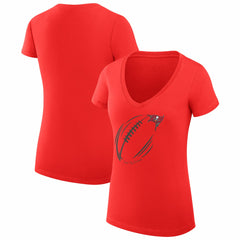 NFL Tampa Bay Buccaneers G-III 4Her by Carl Banks Women's Super-Slim Fit Lightweight Subtle Football V-Neck T-Shirt
