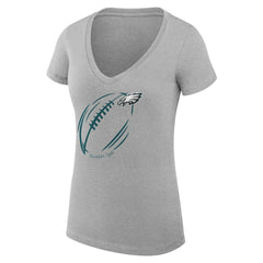 NFL Philadelphia Eagles G-III 4Her by Carl Banks Women's Super-Slim Fit Lightweight Subtle Football V-Neck T-Shirt
