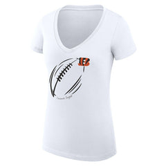 NFL Cincinnati Bengals G-III 4Her by Carl Banks Women's Super-Slim Fit Lightweight Subtle Football V-Neck T-Shirt