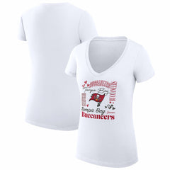NFL Tampa Bay Buccaneers G-III 4Her by Carl Banks Women's Super-Slim Fit Lightweight Collage Team V-Neck T-Shirt