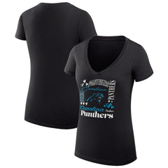 NFL Carolina Panthers G-III 4Her by Carl Banks Women's Super-Slim Fit Lightweight Collage Team V-Neck T-Shirt