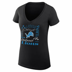 NFL Detroit Lions G-III 4Her by Carl Banks Women's Super-Slim Fit Lightweight Collage Team V-Neck T-Shirt